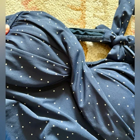 Seafolly Navy white dots retro style Swimsuit size 6 - Picture 3 of 16